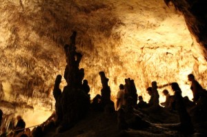Which are the people and which are the stalagmites