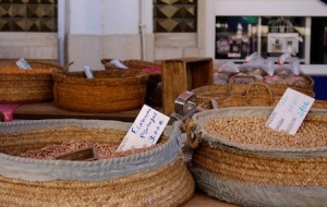 Traditional baskets of beans
