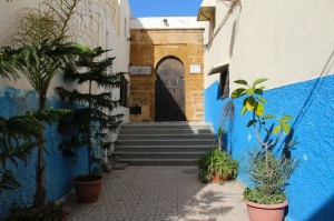 Entrance to a mosque in Rabat kasbah - the sign says Mulims only