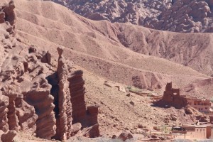 Gripping the sides of the Gorges du Dades, strange rock formations are a characteristic of the valley