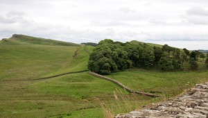 Hadrian's Wall stretching into the distance