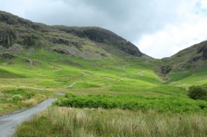 Looking back up Hardknott Pass
