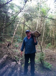 Geoff hauling logs