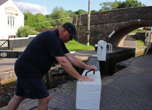 Geoff closing the last of the Foxton Locks
