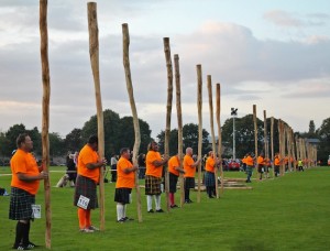 The caber-tossers are standing by for the record attempt