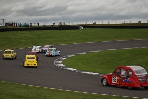 The white mini got pranged here on the first corner of the race