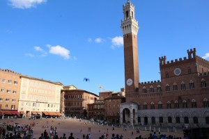 Siena's main square is actually shell-shaped and flows downward towards the palazzo