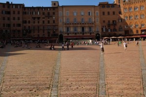 Siena's piazza is divided into nine sections to form a shell-shaped space