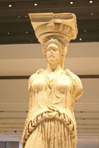 The caryatid's face was chiselled off by Elgin, but she is still beautiful