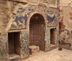 The remains of a beautiful mosaic decorating an ornamental alcove