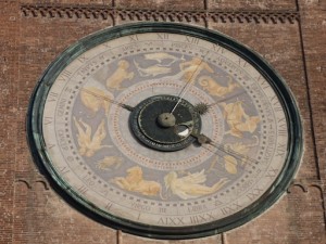 Bell tower clock,  Piazza Stradivari, Mantua, Italy