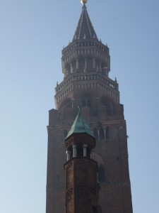 Brick bell tower Piazza Stradivari, Cremona, Itlaly
