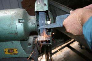 Grinding off the annealed knives