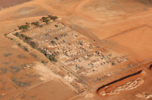 The Coober Pedy cemetery on a ridge above the town