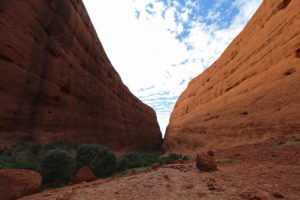 Walking through one of the gorges at the Olgas