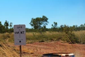 The boundary marker between West Australia and Northern Territory